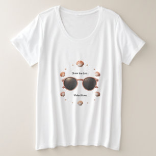 Shades & Muscheln - Sun-Kissed Style Große Größe T-Shirt