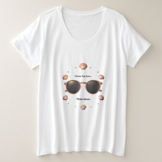 Shades & Muscheln - Sun-Kissed Style Große Größe T-Shirt (Design vorne)