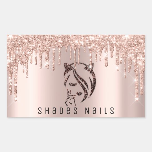 Shades Nails Packing Rose Gold Glitzer Spark3 Rechteckiger Aufkleber (Vorderseite)