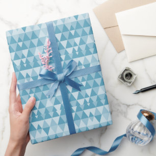 Shades of Blue Abstrakt Triangle Retro Xmas Tree W Geschenkpapier