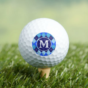 Shades of Blue Argyle Sporty Preppy personalisiert Golfball
