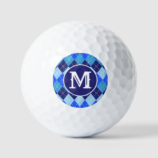 Shades of Blue Argyle Sporty Preppy personalisiert Golfball (Vorderseite)