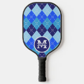 Shades of Blue Argyle Sporty Preppy personalisiert Pickleball Schläger (Vorderseite)