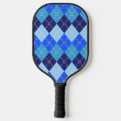 Shades of Blue Argyle Sporty Preppy personalisiert Pickleball Schläger (Rückseite)