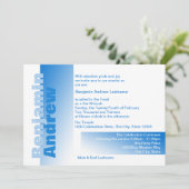 Shades of Blue Bar Mitzvah Einladung (Stehend Vorderseite)