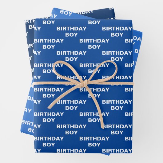Shades of Blue Birthday Boy Geschenkpapier Set (Beispiel)
