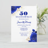 Shades of Blue Birthday Einladung (Stehend Vorderseite)