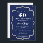 Shades of Blue Birthday Einladung<br><div class="desc">Diese elegante blau-goldene Einladung ist für eine blaue Geburtstagsparty in den Tönen. Sie können die Einladung in jedem Alter ändern.</div>