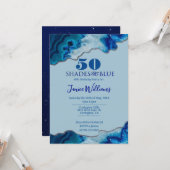 Shades of Blue Birthday Einladung (Vorderseite/Rückseite Beispiel)