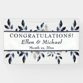 Shades of Blue Blätter with Gold, Wedding Banner (Horizontal)