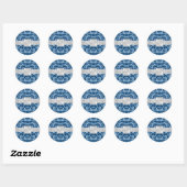 Shades of Blue Damask Monogram Wedding Sticker (Blatt)