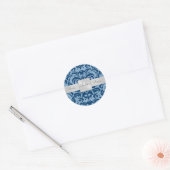 Shades of Blue Damask Monogram Wedding Sticker (Umschlag)