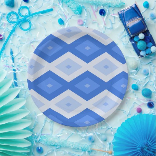 Shades of blue diamond pattern pappteller (Party)