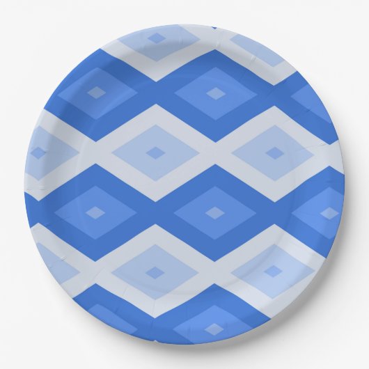 Shades of blue diamond pattern pappteller (Vorderseite)