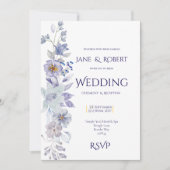 Shades of blue, Floral wedding Invitation Einladung (Vorderseite)