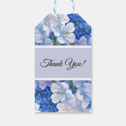 Shades of Blue Florals Geschenkanhänger (Rückseite)