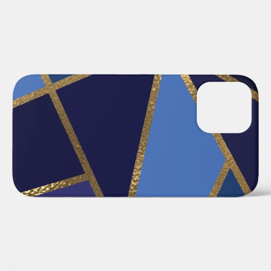 Shades of Blue & Gold Bronze Geometric Chic Case-Mate iPhone Hülle (Rückseite (Horizontal))