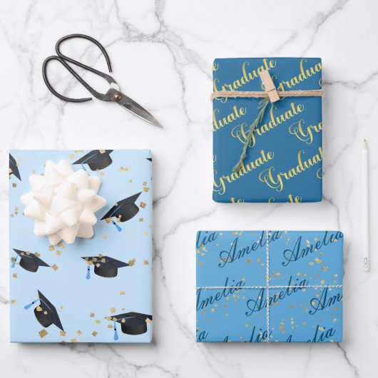 Shades of Blue - Graduate Patterns Geschenkpapier Set (Vorderseite)