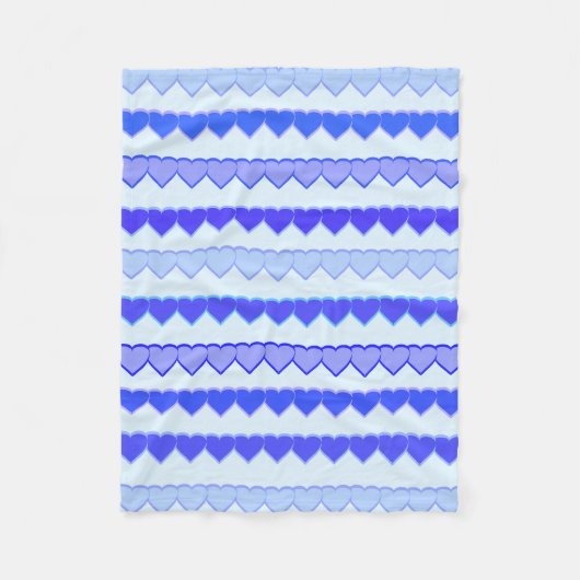 Shades of Blue Heart Rows Fleecedecke (Vorderseite)