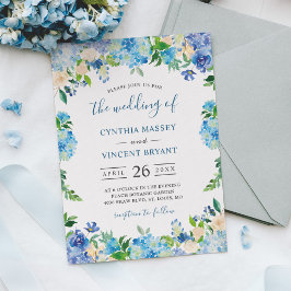 Shades of Blue Hydrangeas Pastel Floral Wedding Einladung