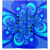 Shades of Blue Modern Abstrakt Fraktal Art Duschvorhang (Vorderseite)