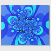 Shades of Blue Modern Abstrakt Fraktal Art Geschenkpapier (Flach)