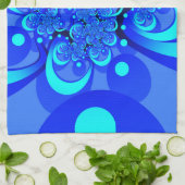 Shades of Blue Modern Abstrakt Fraktal Art Geschirrtuch (Gefaltet)