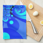 Shades of Blue Modern Abstrakt Fraktal Art Geschirrtuch (Viertel Falte)