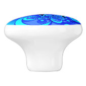 Shades of Blue Modern Abstrakt Fraktal Art Keramikknauf (Seitenansicht)