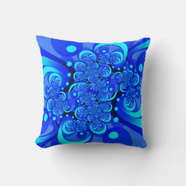 Shades of Blue Modern Abstrakt Fraktal Art Kissen