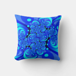 Shades of Blue Modern Abstrakt Fraktal Art Kissen