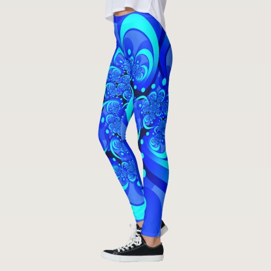 Shades of Blue Modern Abstrakt Fraktal Art Leggings (Links)