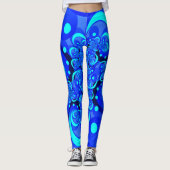Shades of Blue Modern Abstrakt Fraktal Art Leggings (Vorderseite)