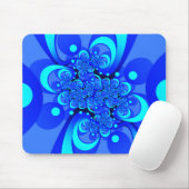 Shades of Blue Modern Abstrakt Fraktal Art Mousepad (Mit Mouse)