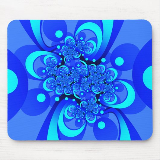 Shades of Blue Modern Abstrakt Fraktal Art Mousepad (Vorne)