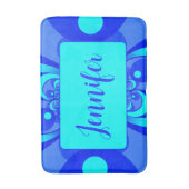 Shades of Blue Modern Abstrakt Fraktal Art Name Badematte (Vorderseite Vertikal)