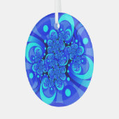 Shades of Blue Modern Abstrakt Fraktal Art Ornament Aus Glas (Vorderseite links)