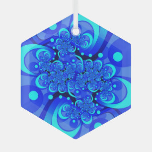 Shades of Blue Modern Abstrakt Fraktal Art Ornament Aus Glas