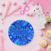 Shades of Blue Modern Abstrakt Fraktal Art Pappteller (Party)