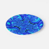 Shades of Blue Modern Abstrakt Fraktal Art Pappteller (Schrägansicht)