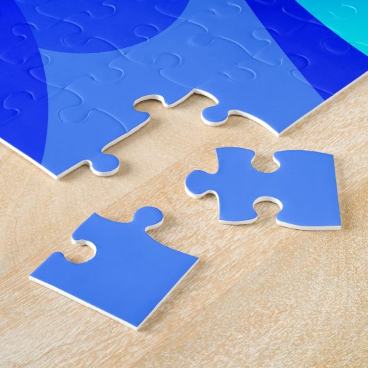 Shades of Blue Modern Abstrakt Fraktal Art Puzzle (Seite)