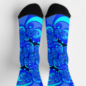 Shades of Blue Modern Abstrakt Fraktal Art Socken (Oben)