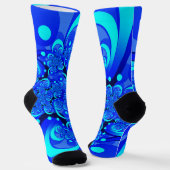 Shades of Blue Modern Abstrakt Fraktal Art Socken (Gewinkelt)