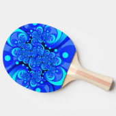 Shades of Blue Modern Abstrakt Fraktal Art Tischtennis Schläger (Seitenansicht)