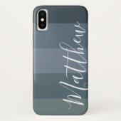 Shades of Blue Ombre Stripe Personalisiert Name Case-Mate iPhone Hülle (Rückseite)