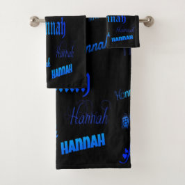Shades of Blue on Black - Hannah Badhandtuch Set