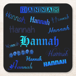 Shades of Blue on Black - Hannah Rechteckiger Pappuntersetzer