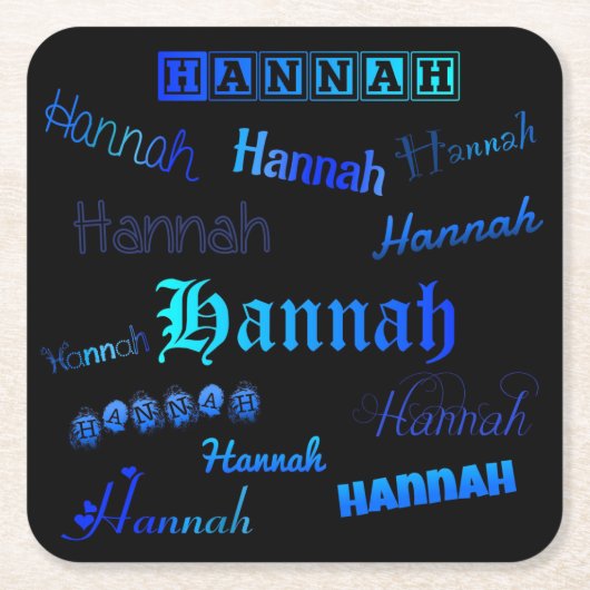 Shades of Blue on Black - Hannah Rechteckiger Pappuntersetzer (Vorderseite)