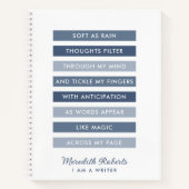 Shades of Blue Poem for Writers Personalisiert Notizblock (Vorderseite)