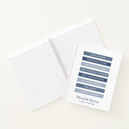 Shades of Blue Poem for Writers Personalisiert Notizblock (Innenseite)